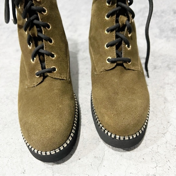 NEW Priori Green Suede Leather Lace Up Zip Boots Size 6 - Picture 4 of 8